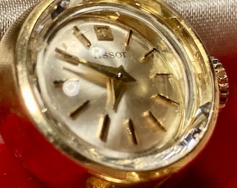 Authentische Vintage 1963 Damen Tissot Uhr -Swiss Made -Mechanisch, 17 Juwelen - Gold gefüllt, enthält Tissot Lederband - Ausgezeichnet