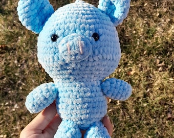 Crocheted Blue Piggy Plushie