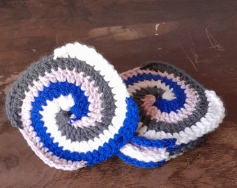 Crocheted Spiral Multicolored Coasters 5 Pack