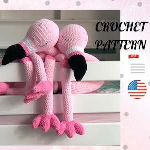 Crochet pattern PILLOW Flamingo PDF tutorial - Amigurumi pillow - Amigurumi flamingo - Crochet pattern animals