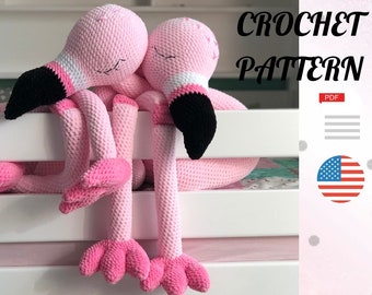 Crochet pattern PILLOW Flamingo PDF tutorial - Amigurumi pillow - Amigurumi flamingo - Crochet pattern animals