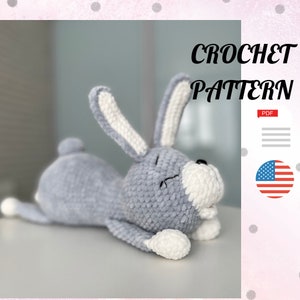 Crochet pattern BUNNY Sleeping PDF tutorial - Amigurumi Bunny - Amigurumi Rabbit - Crochet pattern animals