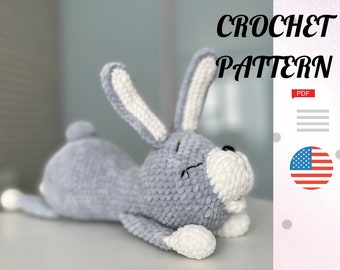 Crochet pattern BUNNY Sleeping PDF tutorial - Amigurumi Bunny - Amigurumi Rabbit - Crochet pattern animals