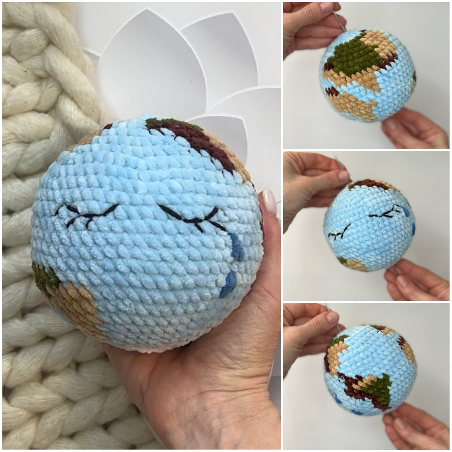 Crochet Pattern Globe, World, Planet Earth PDF Tutorial - Amigurumi ...
