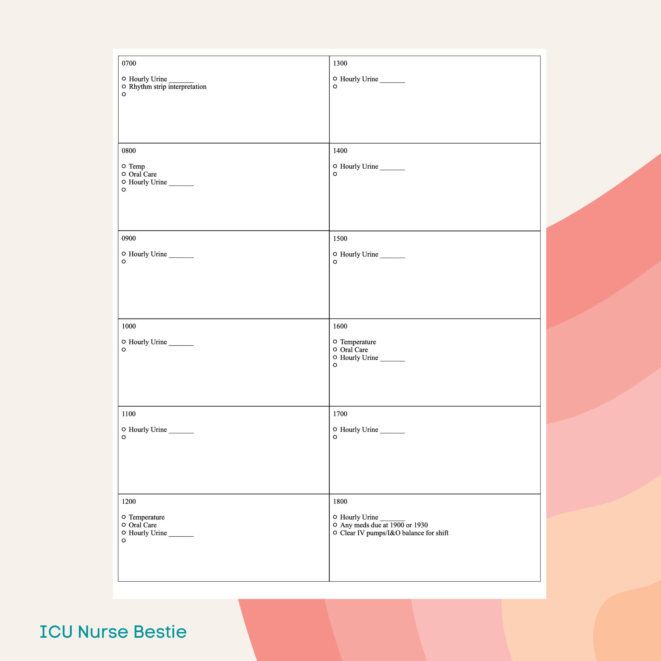 ICU Nurse Report Sheet - Etsy