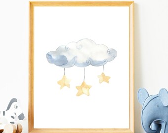 Dream Cloud Nursery Print, Printable Wall Art, Digital Download Print, Nursery Wall Art, Watercolor Nursery Art, Wall Art Print, Baby Gifts