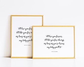 Love You Forever Nursery Quote, Digital Print Quote, Printable Wall Art, Minimal Wall Art, Nursery Room Decor, Digital Downloads, Baby Gifts