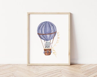 Hot Air Balloon Nursery Print, Printable Nursery Wall Art, Digital Download Print, Baby Gift, Nursery Room Decor, Wall Art, Baby Shower Gift