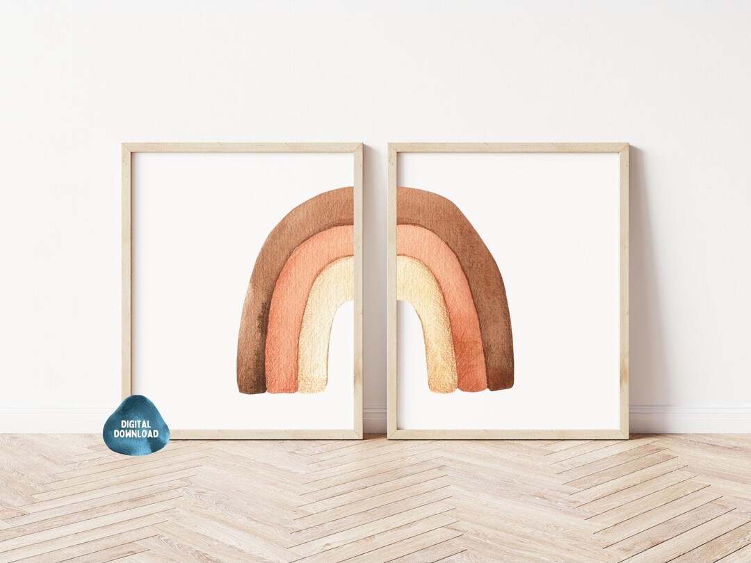 Boho Rainbow Nursery Wall Art Print, Set of 2, Digital Download, Boho ...