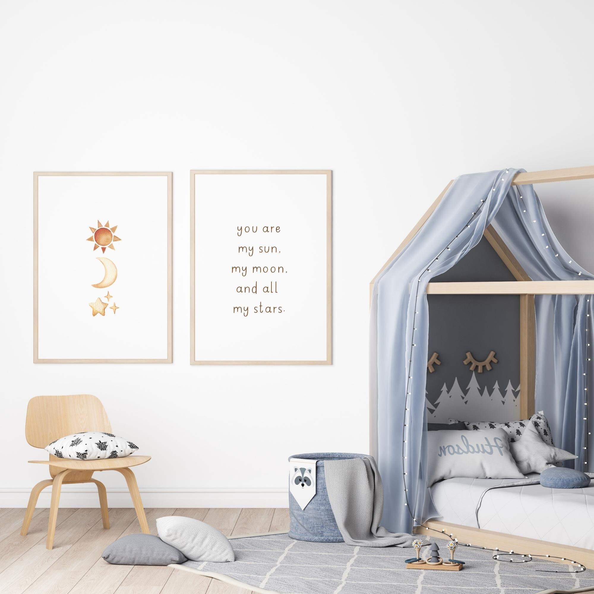 Boho Nursery Decor, Set of 2, Sun Moon and Stars Nursery Print, Digital ...