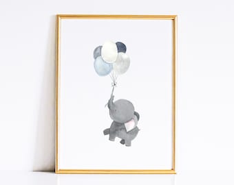 Elephant Nursery Art Print, Printable Wall Art, Digital Download Print, Baby Gift, Nursery Room Decor, Wall Art Print, Baby Shower Gifts