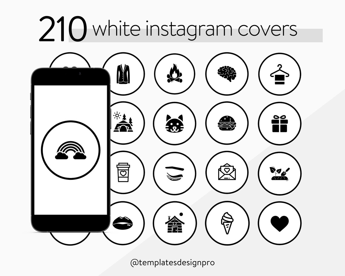 Minimal White Instagram Highlight Covers Black & White Etsy