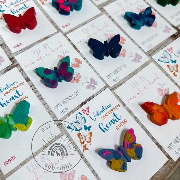 Valentines Butterfly Crayon-Class Crayon Valentines-Class Valentine-Valentines for Kids-Valentines Gifts-Valentines Favors-Valentines Bulk