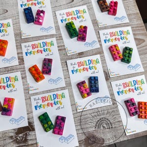 Building Block Birthday Crayons | Class Crayon Valentines-Class Gifts | Party Favors for Kids | Goodie Bags