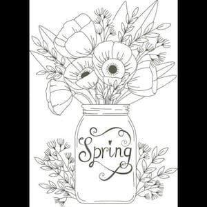 Spring coloring pages digital download