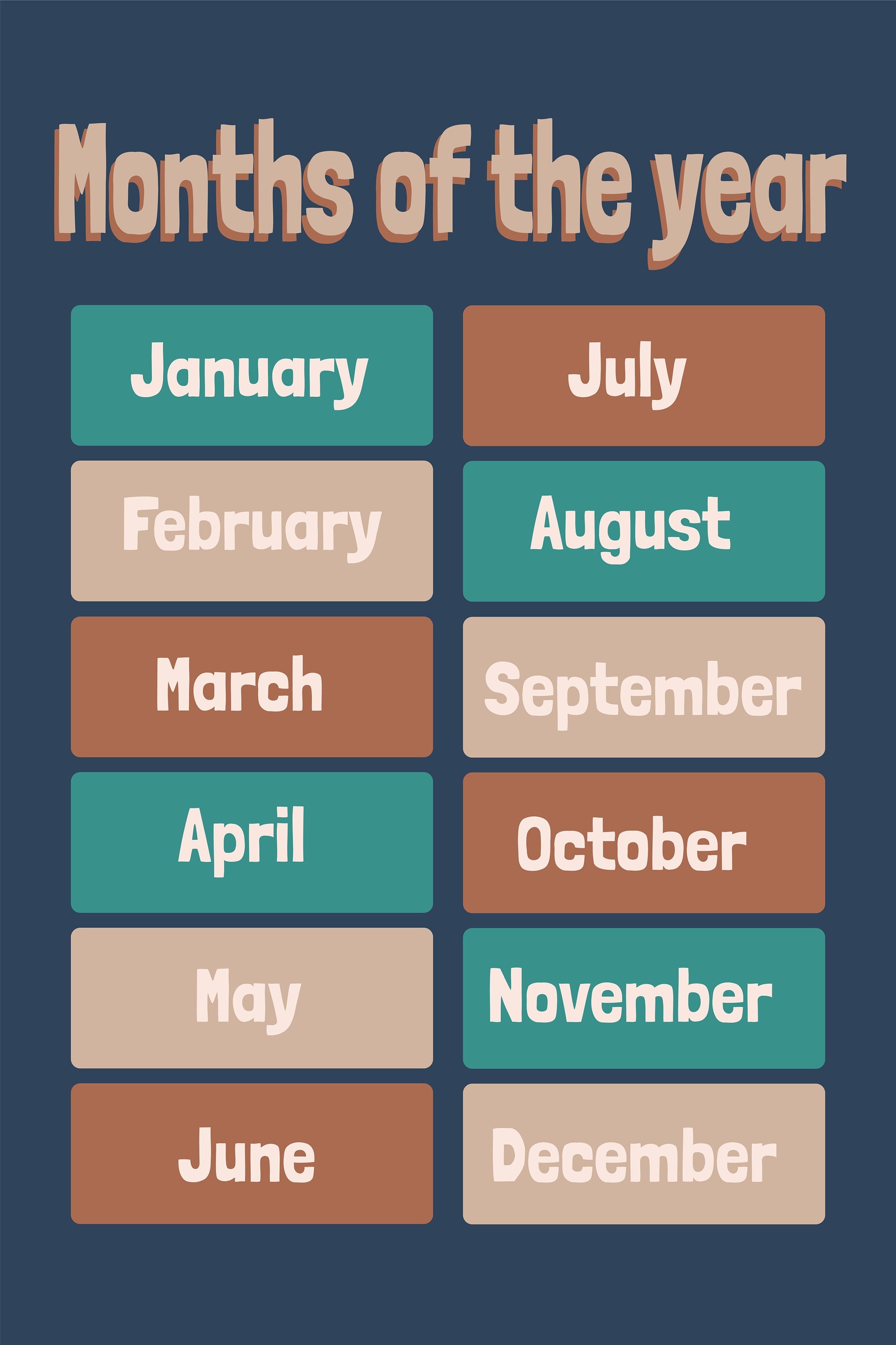 Educational Poster Months of the Year Etsy