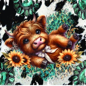 Highland Cow Western 1 Printed Vinyl Sheet/Tumbler Wrap