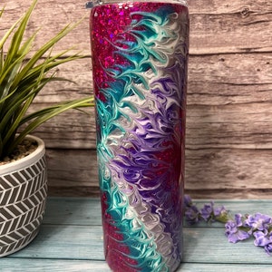 Butterfly Design Epoxy Tumbler – Dark Pink Personalized Cup