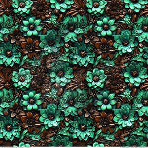 Turquoise Tooled Leather 9 Printed Vinyl Sheets/Tumbler Wrap