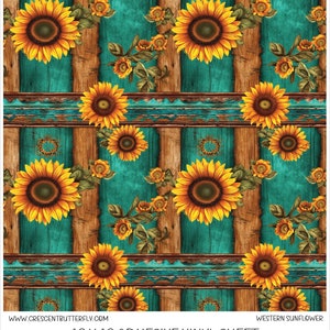 Western Sunflower Printed Vinyl Sheets/Tumbler Wrap