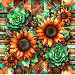 Aztec Sunflower 1 Printed Vinyl Sheet/Tumbler Wrap