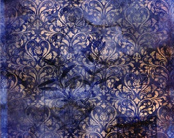 Printed Vinyl Sheets Grunge Damask