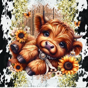 Highland Cow Western 2 Printed Vinyl Sheet/Tumbler Wrap