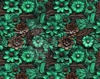 Turquoise Tooled Leather 8 Printed Vinyl Sheets/Tumbler Wrap