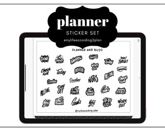 Minimalist Everyday Stickers, Planning and Bujo Labels Sticker Set, Digital Planner Stickers, GoodNotes 5 Elements, Precropped