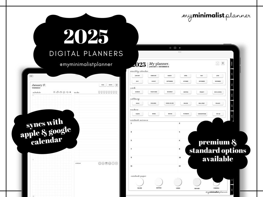 2025 Minimalist Digital iPad Planner, Sync With Apple + Google Calendar ...