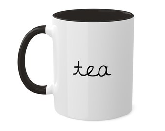 Minimalist Luxury Tea Mug, Black & White Ceramic Tea Cup, Modern Monochrome Espresso