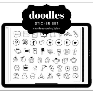 Minimalist Everyday Stickers, Doodles Sticker Set, Cartoon Labels, Digital Planner Stickers, GoodNotes 5 Elements, Precropped
