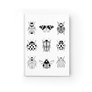 Minimalist Sketchbook, Art book, or Doodle Hardcover Notebook Bug Noir, Black & White Office Journal, Blank Pages