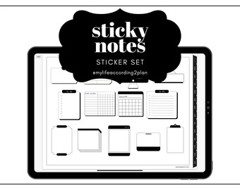 Minimalist Everyday Stickers, Sticky Notes and Inserts Sticker Set, Digital Planner Stickers, Inserts, GoodNotes 5 Elements, Precropped