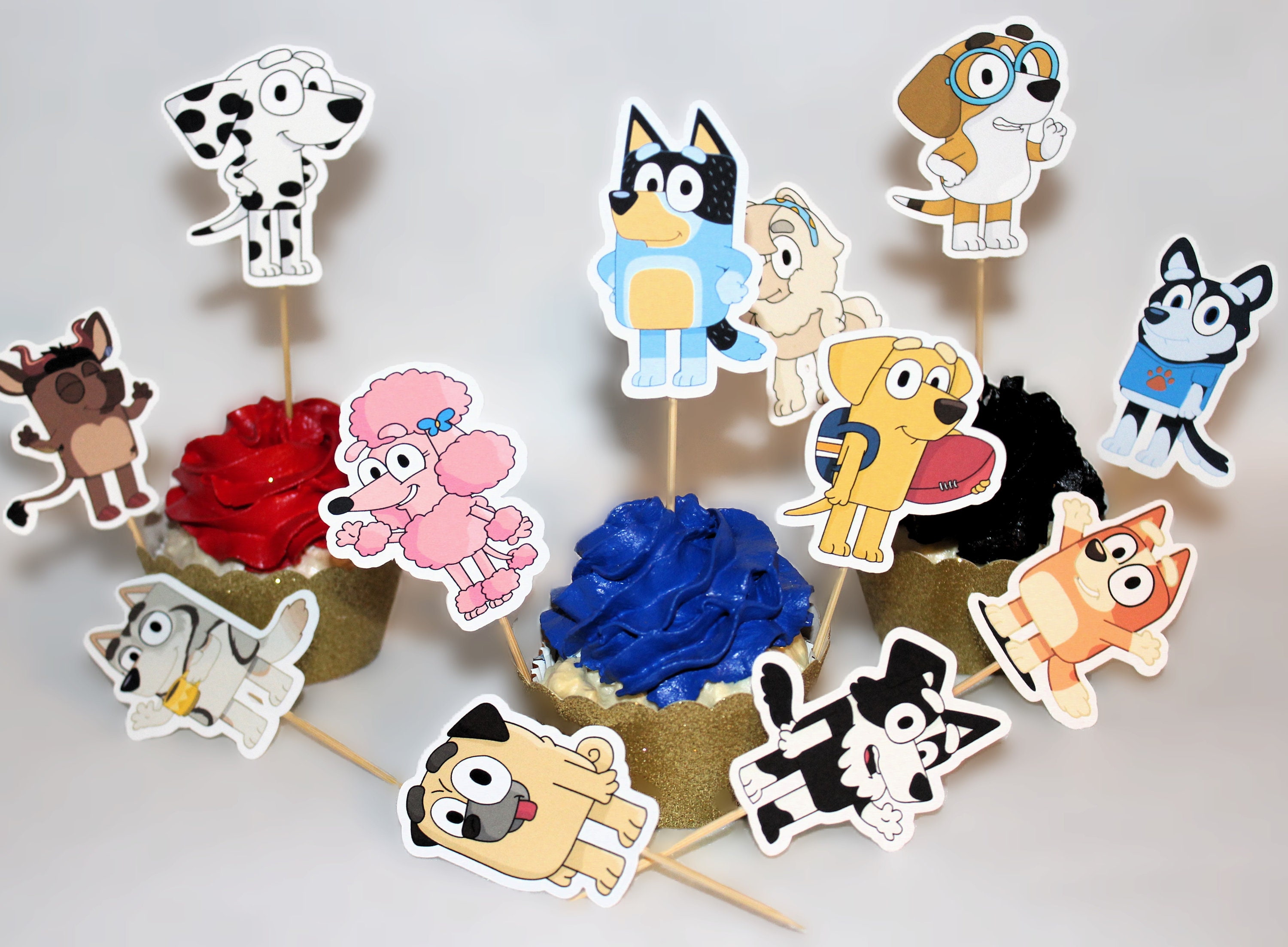 Handmade Cardstock Bluey Toppers