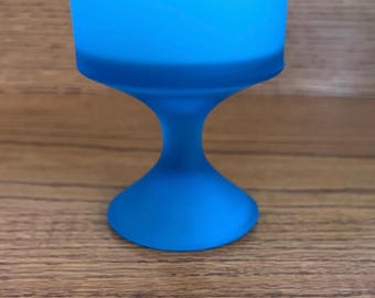 Vintage Indiana Glass Fairy Lamp BASE ONLY - Frosted Blue Satin Glass Pedestal - 1970s Replacement Piece