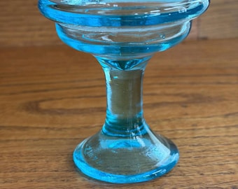 Lámpara de hadas floral de cristal azul vintage de House of Lloyd de 15 cm / Base y pantalla agrietadas / Lea la descripción