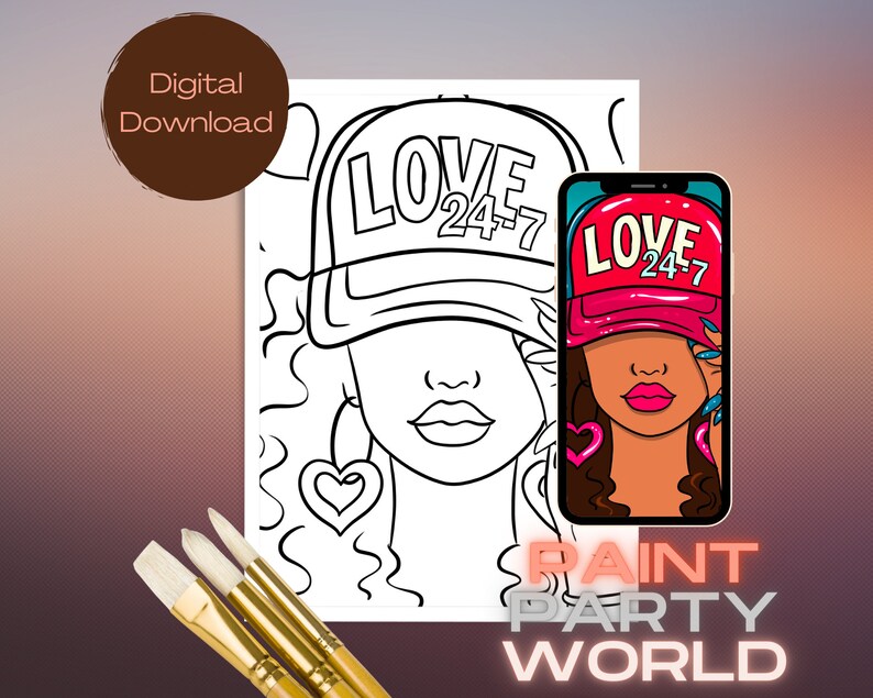 Canvas Printable/ Pre Drawn Outline Canvas/ DIY Canvas/ Party/ Paint