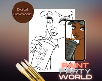 Paint Party Printable/ Pre Drawn Outline Canvas/ DIY Canvas/ Party/ Paint Kit/ PNG/ paint party/ Adults