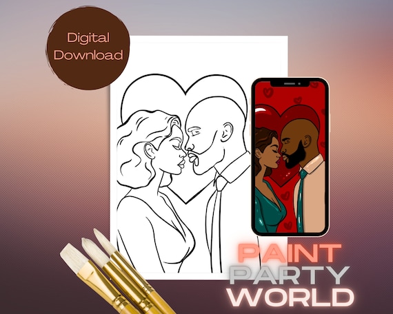 Canvas Printable/ Pre Drawn Outline Canvas/ DIY Canvas/ Party/ Paint Kit/ PNG/ paint party/  Adults