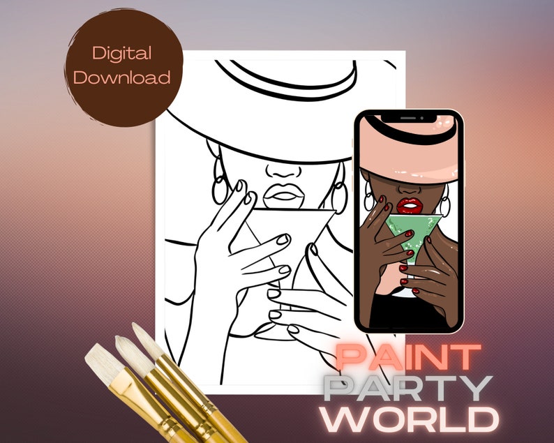 Canvas Printable/ Pre Drawn Outline Canvas/ DIY Canvas/ Party/ Paint