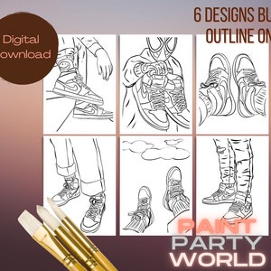 Canvas Printable Sneakers Bundle / Pre Drawn Outline Canvas/ DIY Canvas/ Party/ Paint Kit/ PNG/ paint party/ Adults