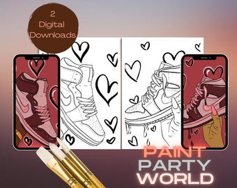 Valentine’s Canvas Printable/ Pre Drawn Outline Canvas/ DIY Canvas/ Party/ Paint Kit/ PNG/ paint party/ Adults