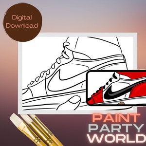 Canvas afdrukbaar Drippy/ Voorgetekende schets canvas/ DIY canvas/ Feest/ Verfset/ PNG/ Paint Party/ Volwassenen
