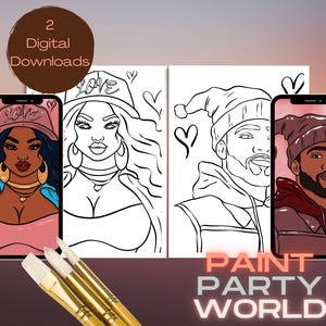 Canvas Printable Valentine’s Couple/ Pre Drawn Outline Canvas/ DIY Canvas/ Party/ Paint Kit/ PNG/ paint party/ Adults