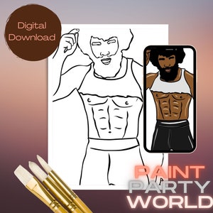 Canvas Printable Man III/ Pre Drawn Outline Canvas/ DIY Canvas/ Party/ Paint Kit/ PNG/ paint party/ Adults