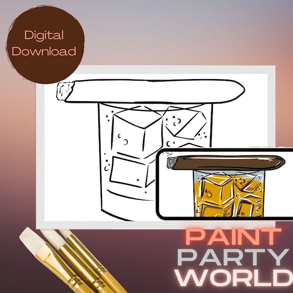 Utskrivbar canvas Henny/ Färdigritad konturcanvas/ DIY-canvas/ Fest/ Målarkit/ PNG/ målarfest/ Vuxna