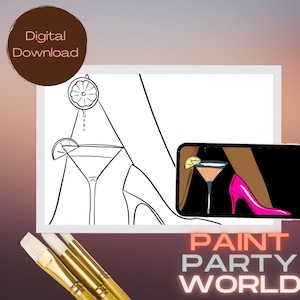Canvas Printable/ Pre Drawn Outline Canvas/ DIY Canvas/ Party/ Paint Kit/ PNG/ paint party/ Adults
