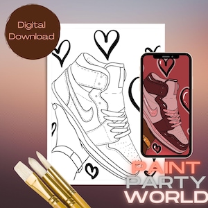 Valentine’s Canvas Printable/ Pre Drawn Outline Canvas/ DIY Canvas/ Party/ Paint Kit/ PNG/ paint party/ Adults