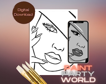 DIY Paint Party/ Pre-drawn /Outline Canvas /Adult Painting / Paint & Sip, DIY Paint Party / Pre-Sketched / Art Party/ Coloring Page/ Stencil